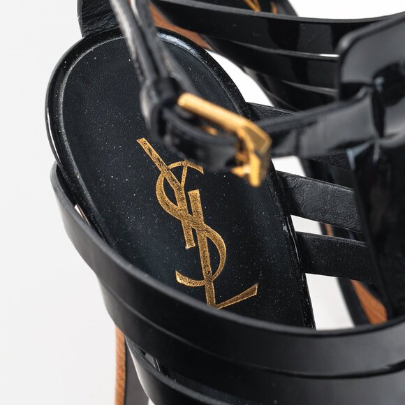 Saint Laurent Tribute Black Patent Leather Platform Sandals - Picture 10 of 11